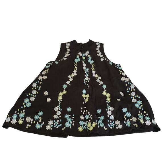 NWT Kaari blue True Black Embroidered Abstract Floral Rayon Top XS - Picture 6 of 14